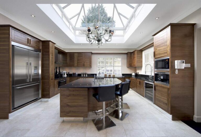 kitchen picture of huge walnut cabinet and island kitchen design inspiration