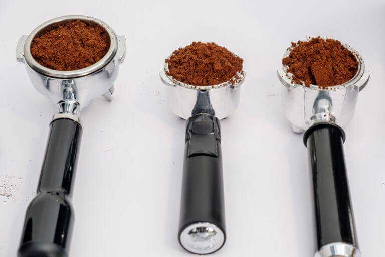 Image showing differences between espresso machine baskets in our test kitchen